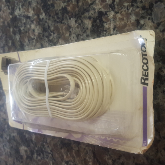 New 50 foot modular  telephone line cord to connect to modular wall cream - Picture 4 of 8